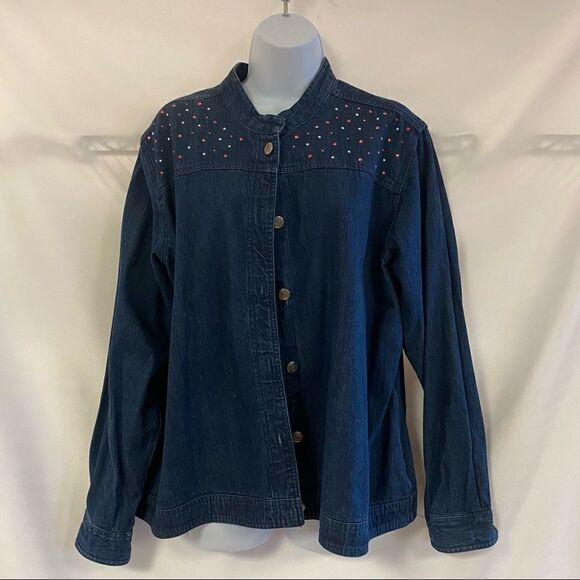 KRAZY KAT Blue Jean Jacket size large - Picture 1 of 7